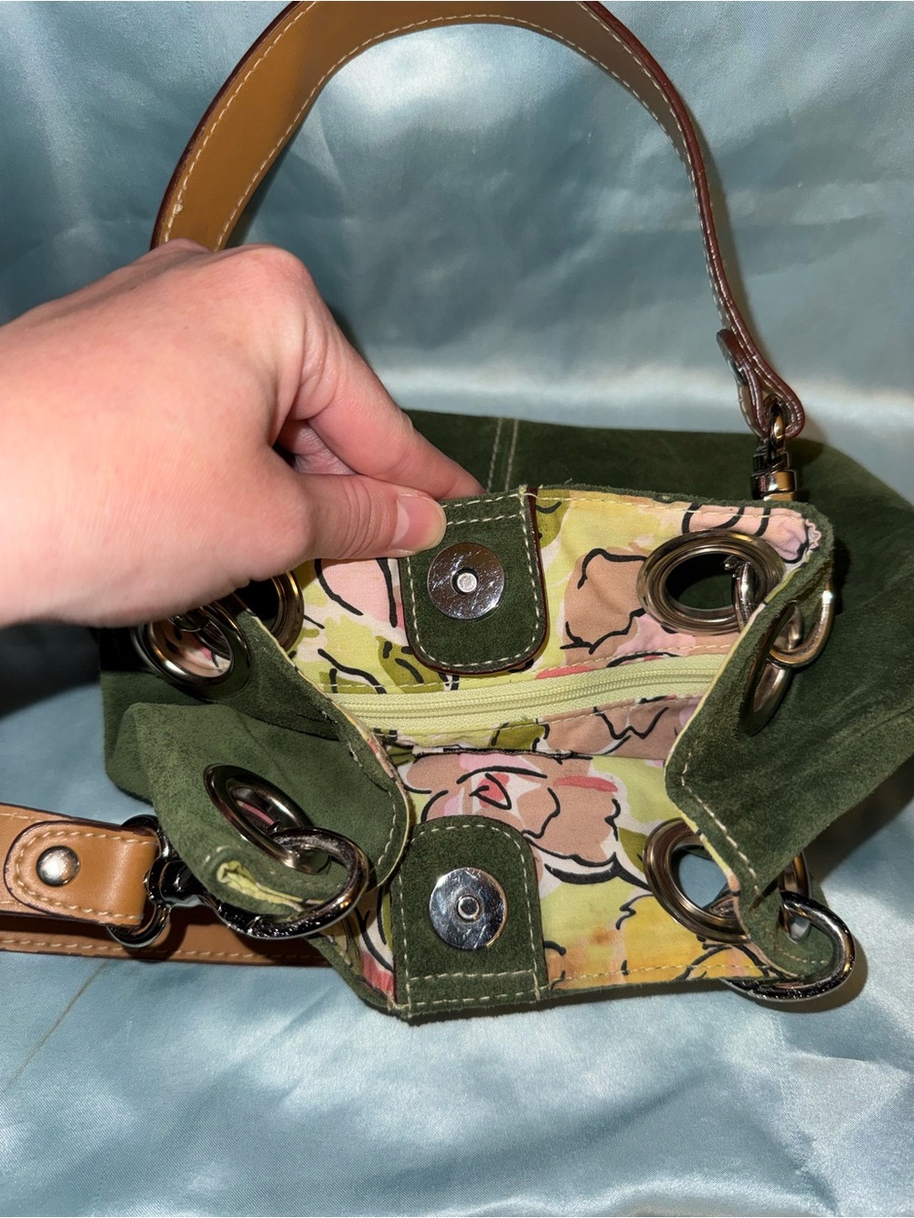 Vintage Green Suede Amanda Smith Purse - Picture 6 of 14